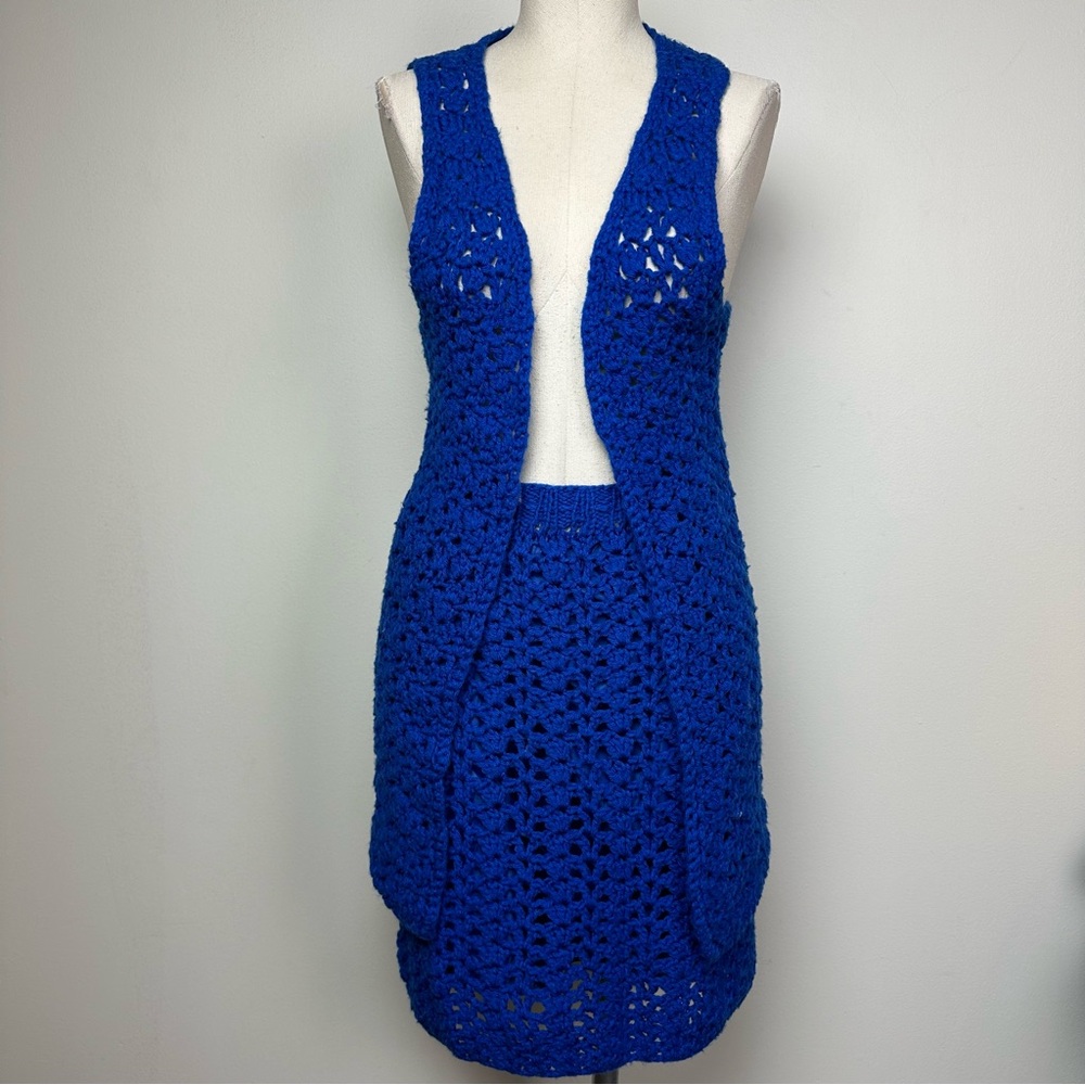 Vintage Crochet Skirt and Vest Set